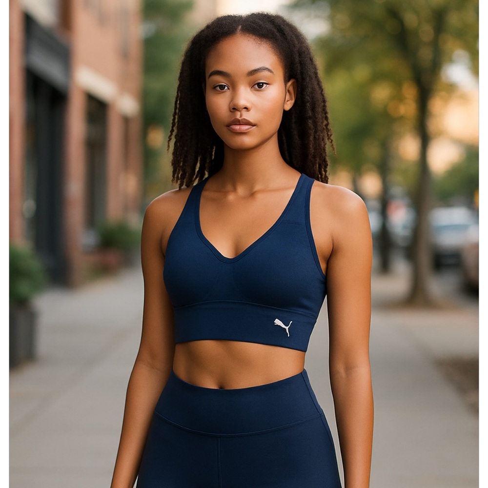 Puma Deep Royal Blue Seamless Convertible Sports Bra Small Athletic Activewear - Picture 1 of 6